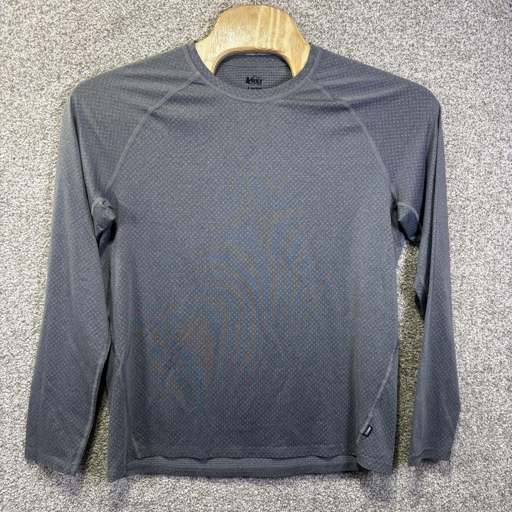REI Co-op Shirt Mens Large Gray Long Sleeve Thermal Base Layer Hiking Running